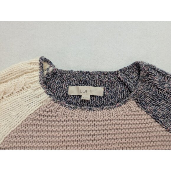 LOFT Women's Sweatr Size M Pullover Crewneck Chunky Colorblock - Picture 3 of 13